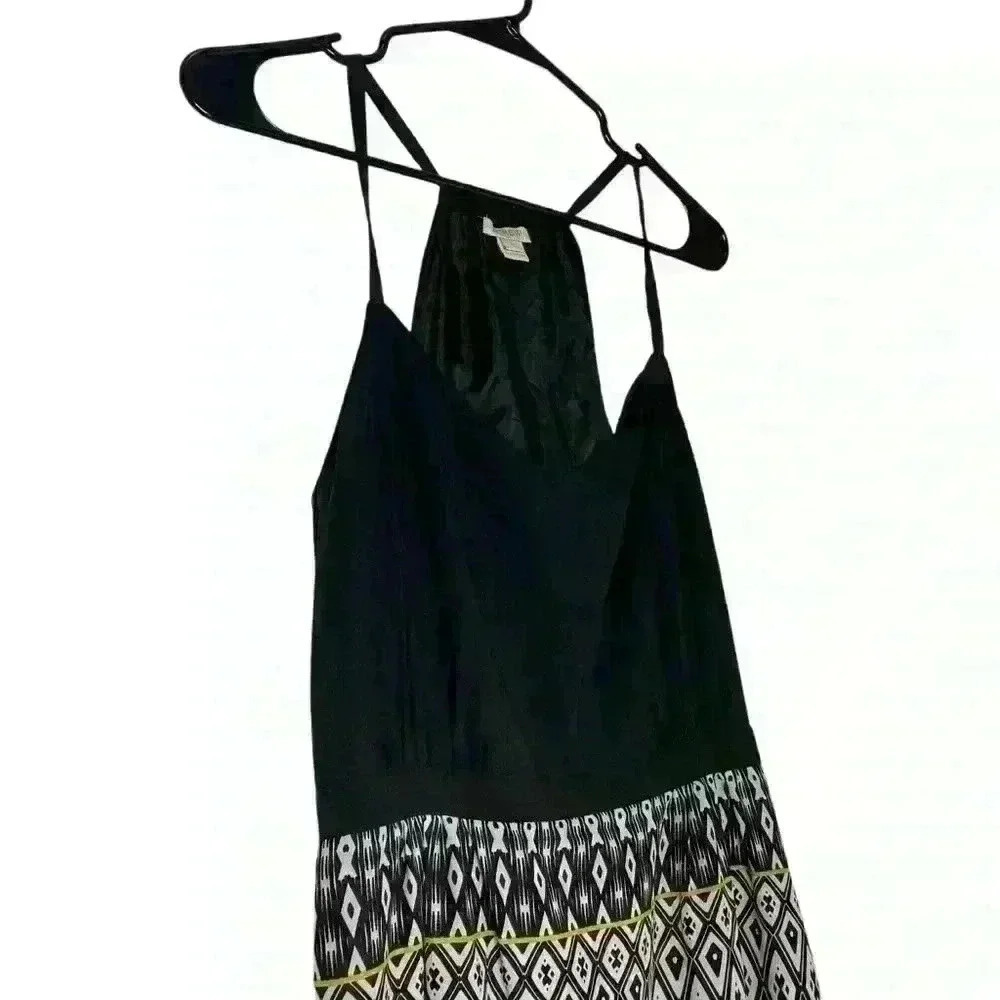 J. Crew Black/White Tribal Stripe Print Sleeveless Maxi Dress 8 C3861 - Picture 2 of 9
